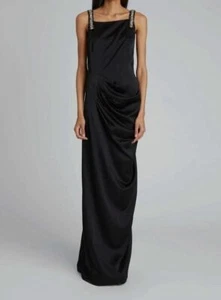 $1620 Dries Van Noten Women's Black Sequined Draped Squared Dress Size FR36/US4 - Picture 1 of 4