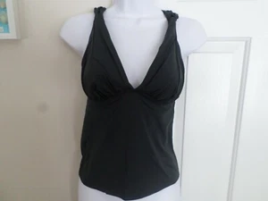 Lands’ End Size 4 DD Cup Dark Slate Shirred Tankini Top NWT - Picture 1 of 9