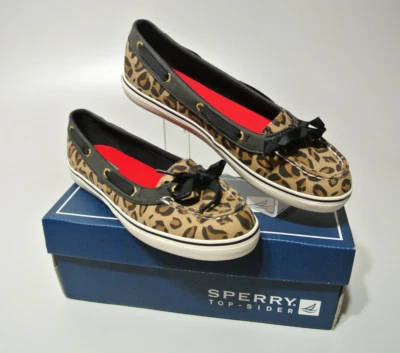 Zapatillas deportivas Sperry Top-Sider para mujer talla 7,5 "Hailey" con moño estampado de leopardo 9778267 Foto 1 de 4