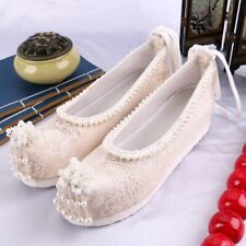 Women Beaded Tassel Shoes Embroidered Floral Hidden Heel Footwear Ethnic Wedding