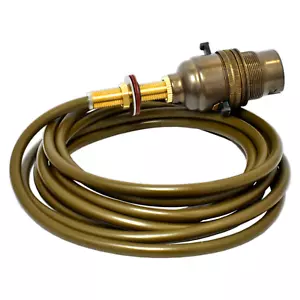 Alte englische vorverdrahtete Tischlampe Rewire Kit Sicherheit geschaltet 2,5m Gold Flex - Bild 1 von 5