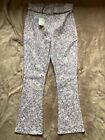 NEW PRIMARK Lilac/White Floral High Waist Stretchy Boot Leg Trousers Size 8