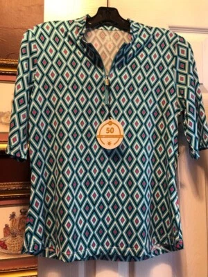 NWT TAIL Imperial Diamond Bali Blue Elbow Sleeve Mock Golf Shirt M L XL XXL - Image 1 of 2