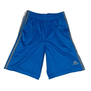 Adidas Athletic Shorts Youth Medium Blue, Gray Striped 100% Polyester EUC - Picture 1 of 6