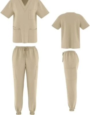 Scrub House - Conjunto Médico Caqui (Pequeño Unisex Elastizado Elástico Top y Pantalones Foto 1 de 3