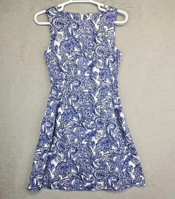 Vestido Anne Klein Mujer 10 Azul Paisley Boho Chic Old Money Academia Preppy Foto 1 de 4