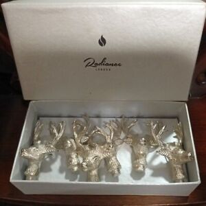 6 RADIANCE LONDON Pin For Candles Deco Plug Stag Deer Antlers Aluminium Silver