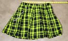 Hot Topic Women's Sm Green Plaid Pleated Skirt Removable Chain Punk Emo