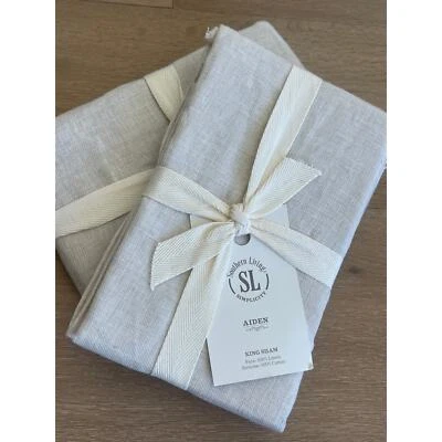 Nuevo juego de 2 fundas King 100 % lino Southern Living Aiden Foto 1 de 3