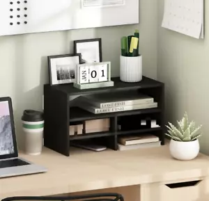 Desktop Organizer Wood Book Shelf Bookcase Office Desk Storage Rack Display Home - Picture 1 of 4