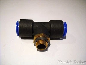 New SMC One-Touch Fitting Male Branch Tee, 12mm by 1/4" Uni-Thread, KQT12-U02 - Picture 1 of 2