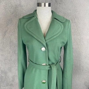 Abrigo largo Fever London verde mezcla de lana para mujer EE. UU. 4 UK 8 inspirado en la colección - Imagen 1 de 18