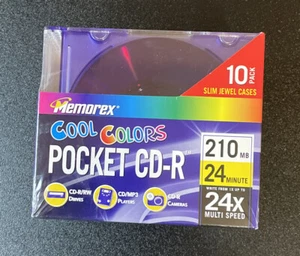 MEMOREX COOL COLORS POCKET 3inch CD-R 10pack *SEALED* 210MB 24min - Picture 1 of 2