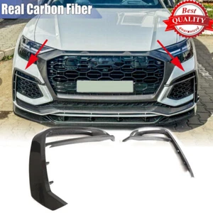 For Audi RSQ8 RS Q8 2020UP Real Carbon Air Vent Cover Front Bumper Fins Splitter - Picture 1 of 12