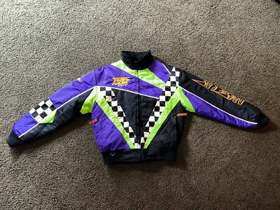 Chaqueta De Colección Años 80 Arctic Cat Moto de Nieve Negra Neón Bloques de Color Para Hombre Mediana Hecha en EE. UU. Foto 1 de 4