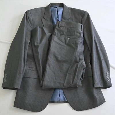 Beverly Hills Polo Club 42S 32x28 Gray Striped Mens Jacket Pants Suit - Image 1 of 4