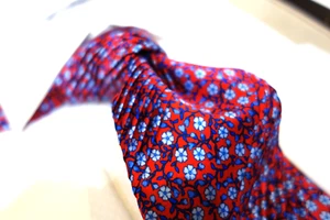Ron Cornell Plissee Seidenkrawatte Krawatte Rot Royal Baby Baby Blau Blume - Bild 1 von 2