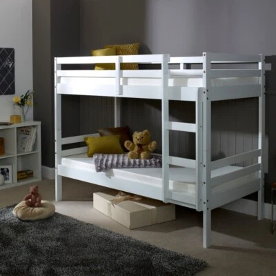 Wooden Bunk Bed Durham White with 2 Size and 4 Mattress Options - Image 1 of 4