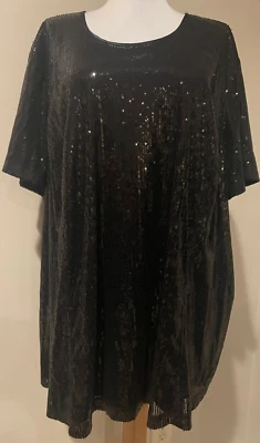 MAGGIE BARNES Womens Full Black Sequin Blouse Shirt Top NWT - Sz 2X - Image 1 of 4