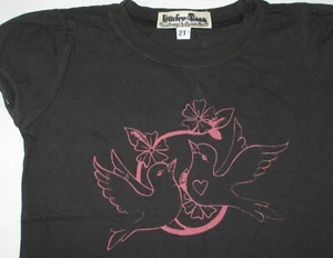 NEW toddler girls LUCKY BRAND t-shirt tee LOVEBIRDS sz 2T black pink NWOT - Picture 1 of 2
