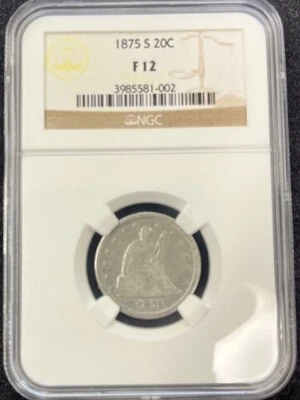 1875 S 20 cent NGC FINE12 from Chelsea Rare Coins. Best Price Ebay - Image 1 of 2