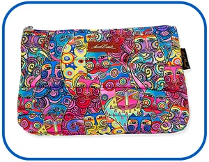 Laurel Burch Rainbow Celebration~ #LB8502~Bolso de Bolso Acolchado de 12""x9""~Gatos~Grande - Imagen 1 de 1