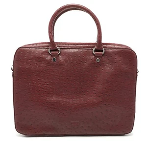 MEXX Faux Ostrich Leather Laptop Bag Maroon Dark Red Top Handles Card Office - Picture 1 of 10