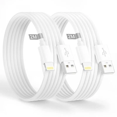 2M 2 Pack Quality USB Charger Cable for Apple iPhone 14 13 12 11 XR SE iPad Wire - Image 1 of 4