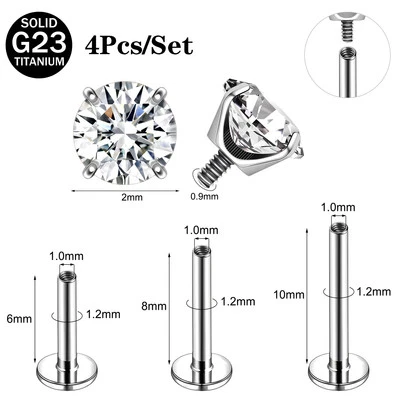 Perno labial de titanio G23 4/6 piezas circonita cúbica piercing hélice caracola piercing joyería Foto 1 de 4