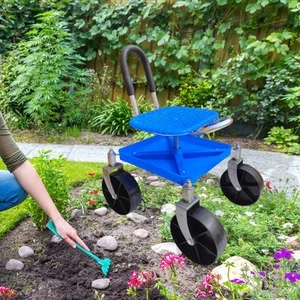 Mobile Garden Seat with Wheels, Height Adjustable Stool, Ideal for Planting and - Picture 1 of 27