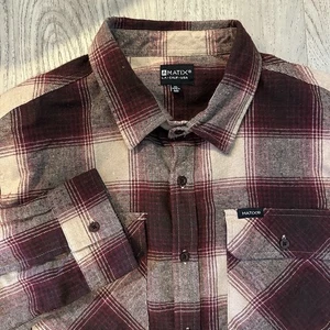 Camisa de hombre Matix abotonada manga larga talla XLarge a cuadros roja patín usada - Imagen 1 de 6