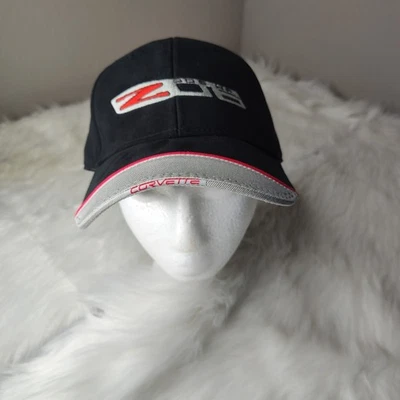 Corvette Hat Cap Mens Gray Black Racing Chevy Chevrolet Adjustable  - Image 1 of 4