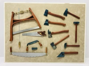 Roland A. Grauman Lot of 14 Miniature Folk Art Artisan Tools 1990 Axes Saws - Picture 1 of 10