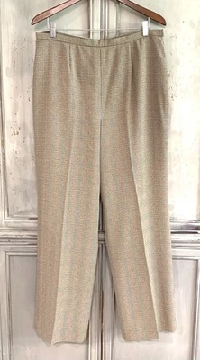 Le костюм британский желтовато-коричневый клетку широкие ноги карьера платье брюки размер 16 - Изображение 1 из 4