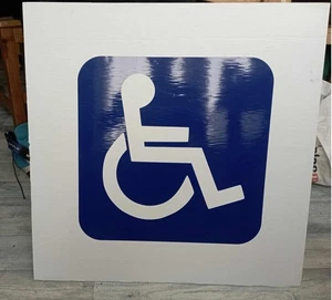 signalétique panneau handicapé mobilité réduite fauteuil roullant ville - Imagen 1 de 2