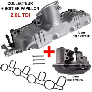 Boitier Papillon + Collecteur Admission pour VW Golf Passat Tiguan 2.0 TDI - Imagen 1 de 9