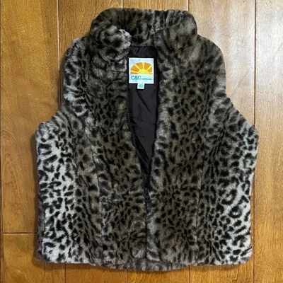 Colete C&C California infantil pele sintética estampa de leopardo tamanho 6 chique elegante - Imagem 1 de 4