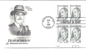 2755 Dean Acheson, Artcraft, Plattenblock, FDC - Bild 1 von 1