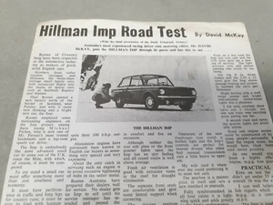 Folleto de ventas Hillman Imp original australiano de prueba de carretera década de 1960 - Imagen 1 de 2