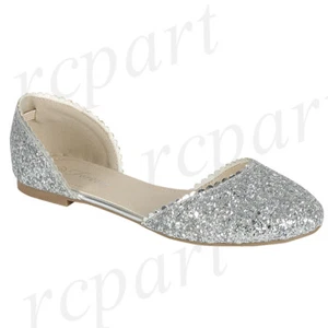 Nuevos zapatos para mujer bailarina ballet planos brillo punta redonda boda informal plateado - Imagen 1 de 1