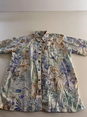 Ron Jon Cotton Floral BUTTON UP SHIRT Medium M  - Image 1 of 4
