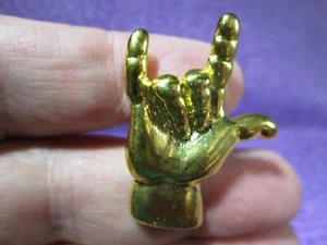 Rock On Hand Sammler Metall Anstecknadel - glänzend goldfarben -/ 5H - Bild 1 von 4