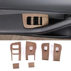 Interruptor de elevación de ventana de grano de madera de pera ABS botón marco moldura para Tesla Modelo 3 17-21 - Imagen 1 de 11