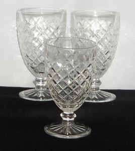 3 Hocking WATERFORD WAFFLE CRYSTAL *5 1/2" WATER GOBLETS*HTF* - Picture 1 of 1