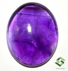 Certified Natural Amethyst Oval Cabochon 31x25 mm 47.48 CTS Untreated Loose Gems - Picture 1 of 6