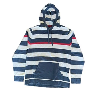 American Rag Hoodie Sweatshirt Pullover Blue White Red Stripe Men Size L Large - Picture 1 of 3