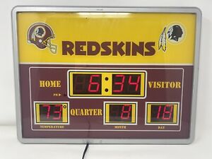 NFL Washington Redskins Scoreboard Clock w/ Temp & Date Display - Wall Mountable