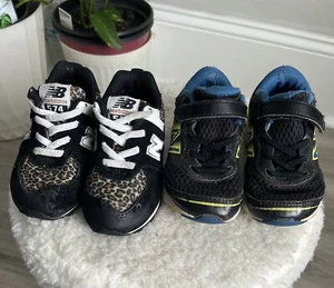 Lot of 2 New Balance Baby Toddlers Black Animal Print Lace /Strap Sneakers Sz. 6 - Picture 1 of 14