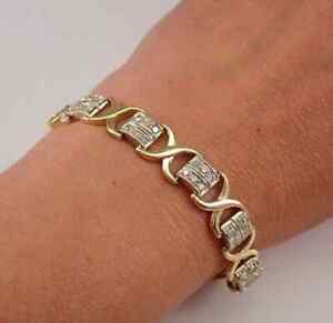 925 Yellow Sterling Silver Women's Tennis Bracelet 9. Ct Round Simulated Diamond