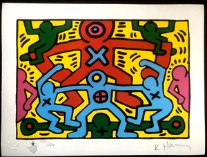 Keith-Haring Litografia COA originale firmata numerata a matita certificata - Zdjęcie 1 z 10